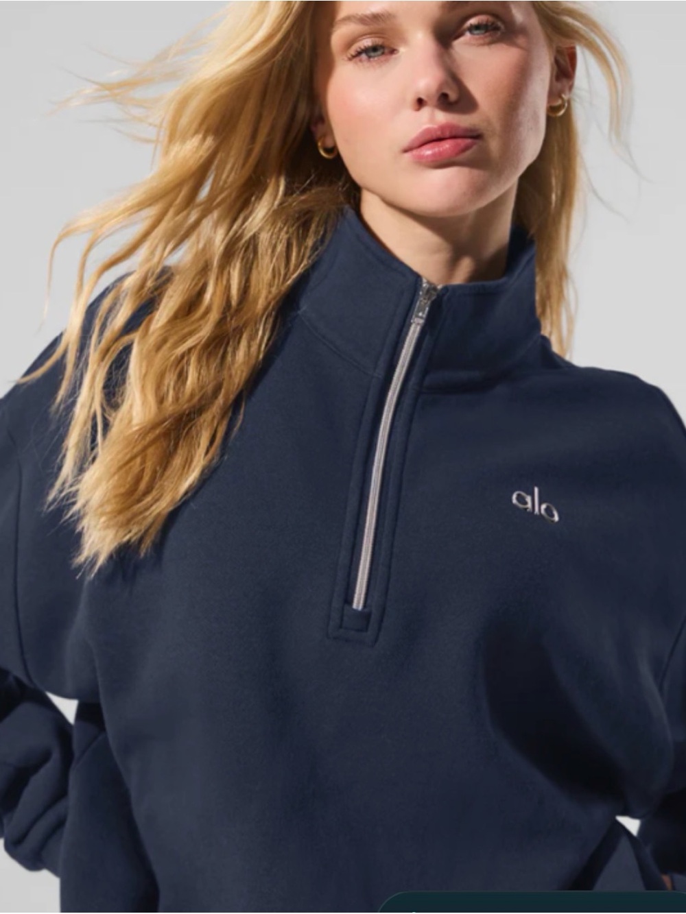 ALO Yoga Navy Half-Zip Pullover Sweatshirt xs